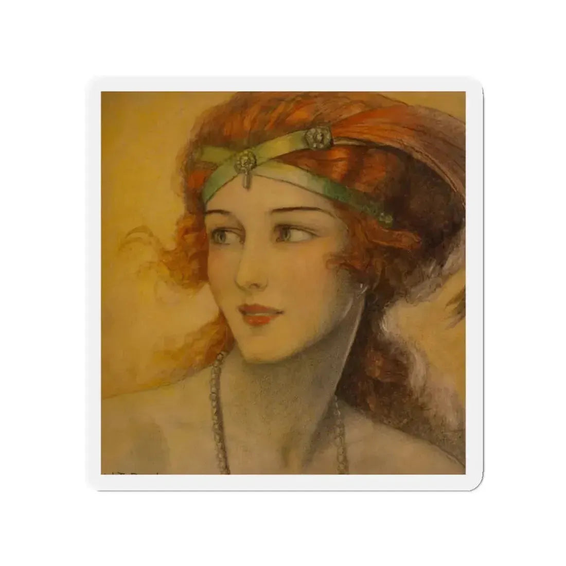 Glamour in Red, Hearst's International Magazine cover, March 1923 (Magazine Illustration) Refrigerator Magnet 2 Inch Die-Cut - The Sticker Space