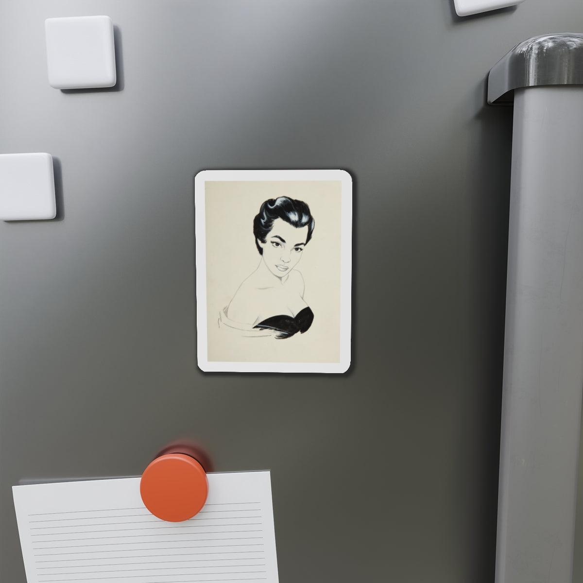 Glamour Portrait (Magazine Illustration) Refrigerator Magnet-The Sticker Space