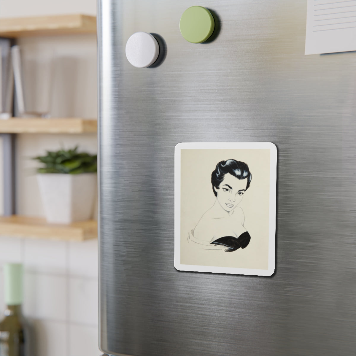 Glamour Portrait (Magazine Illustration) Refrigerator Magnet-The Sticker Space