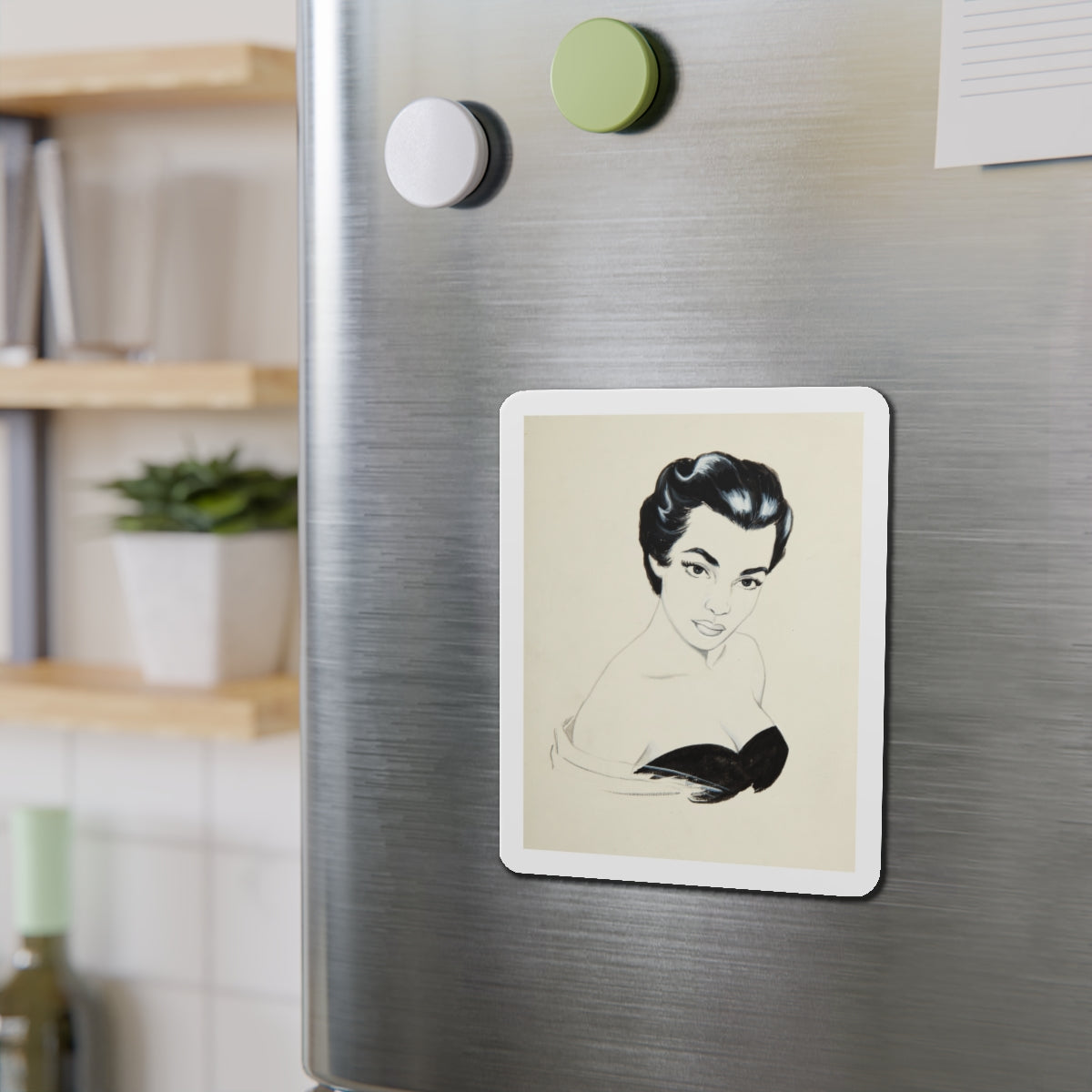 Glamour Portrait (Magazine Illustration) Refrigerator Magnet-The Sticker Space