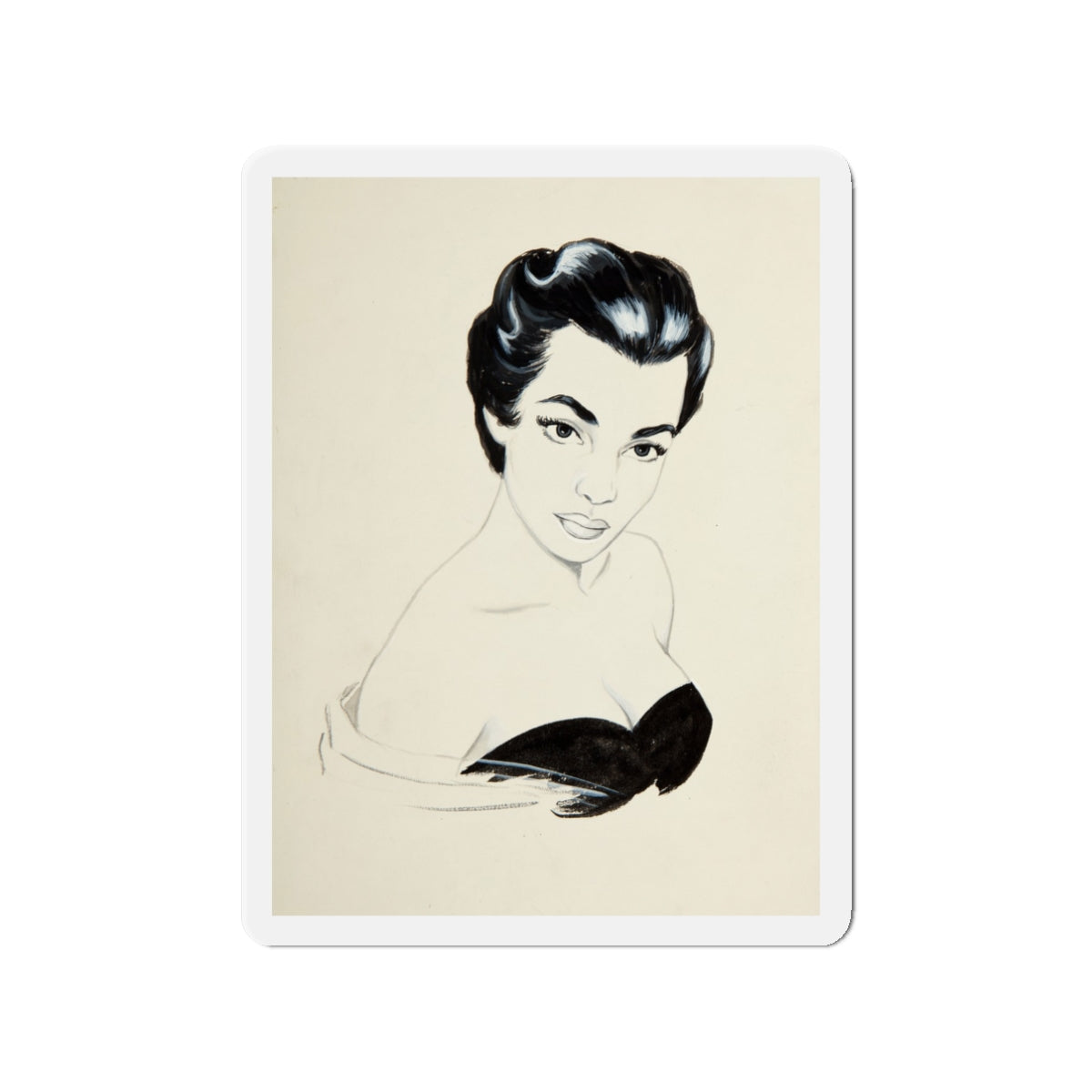 Glamour Portrait (Magazine Illustration) Refrigerator Magnet-3" x 3"-The Sticker Space