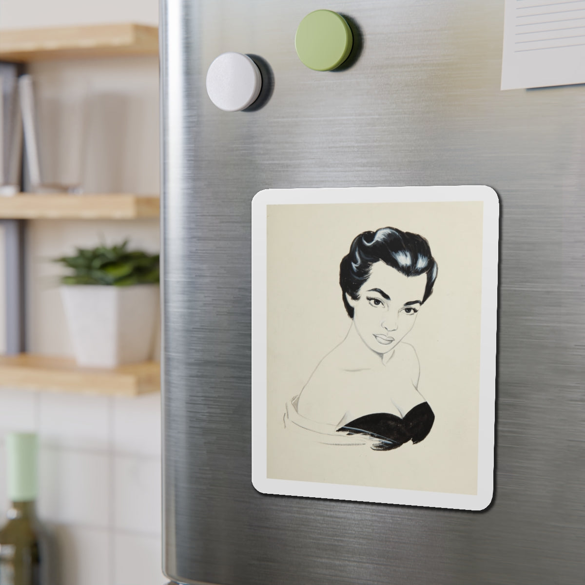 Glamour Portrait (Magazine Illustration) Refrigerator Magnet-The Sticker Space