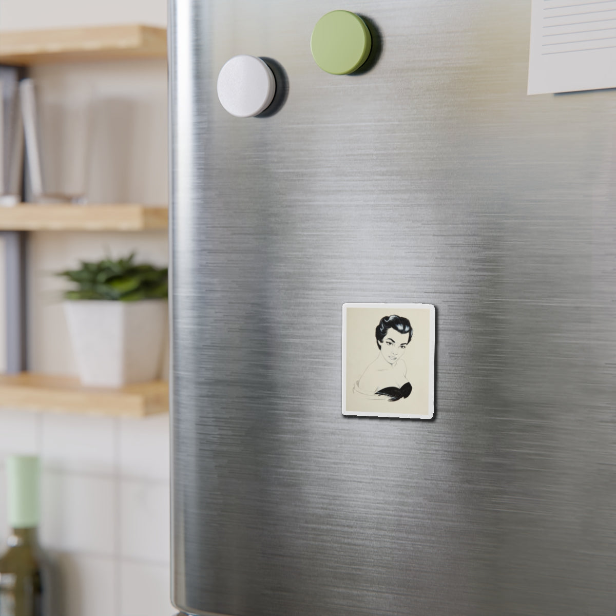 Glamour Portrait (Magazine Illustration) Refrigerator Magnet-The Sticker Space