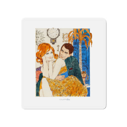 Glamourous Red Head Preliminary Artwork (1960) (Magazine Illustration) Refrigerator Magnet-4" x 4"-The Sticker Space