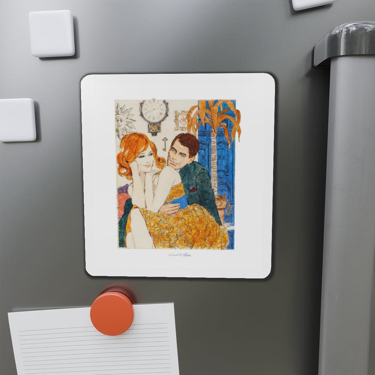 Glamourous Red Head Preliminary Artwork (1960) (Magazine Illustration) Refrigerator Magnet-The Sticker Space