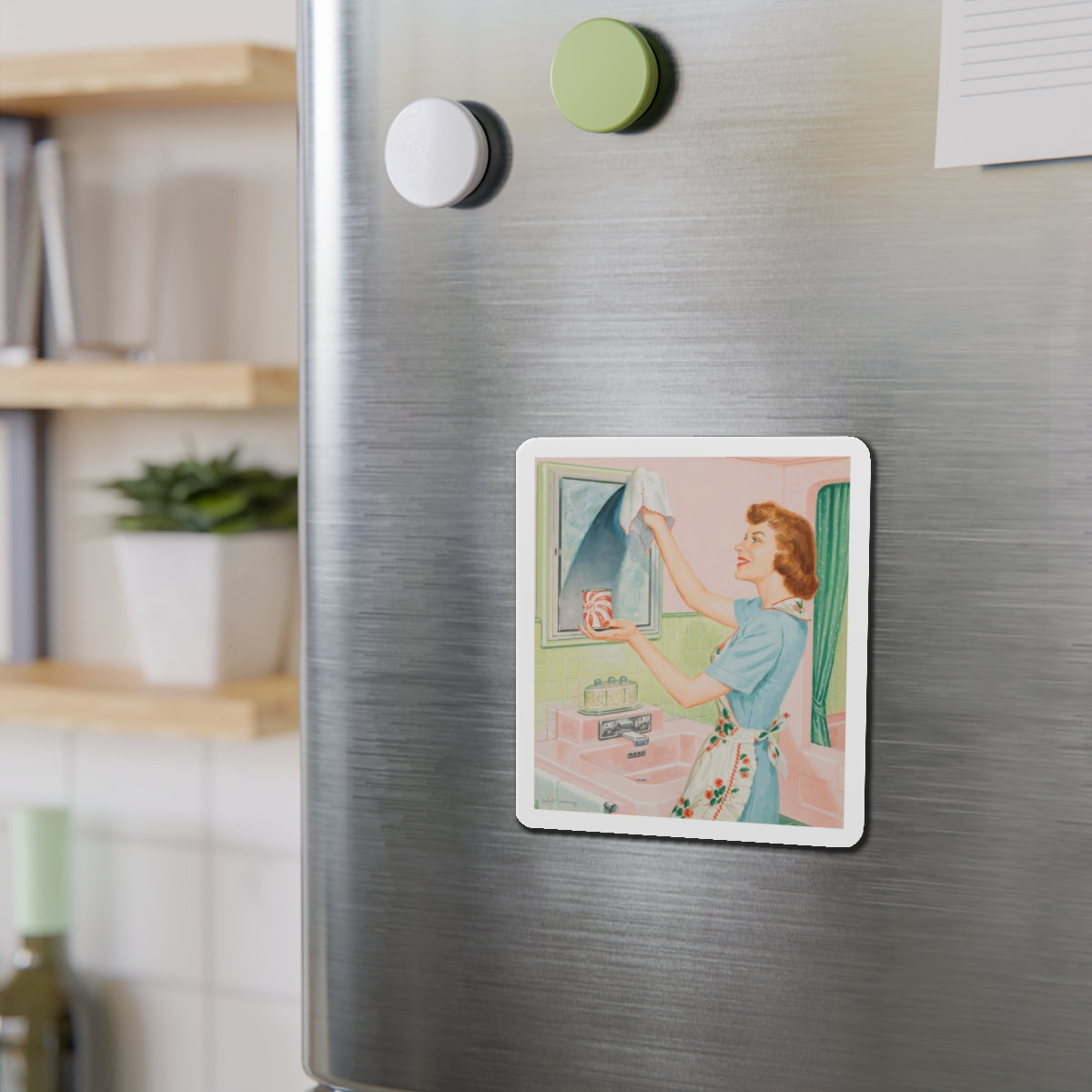 Glass cleaner advertisement (Magazine Illustration) Refrigerator Magnet-The Sticker Space