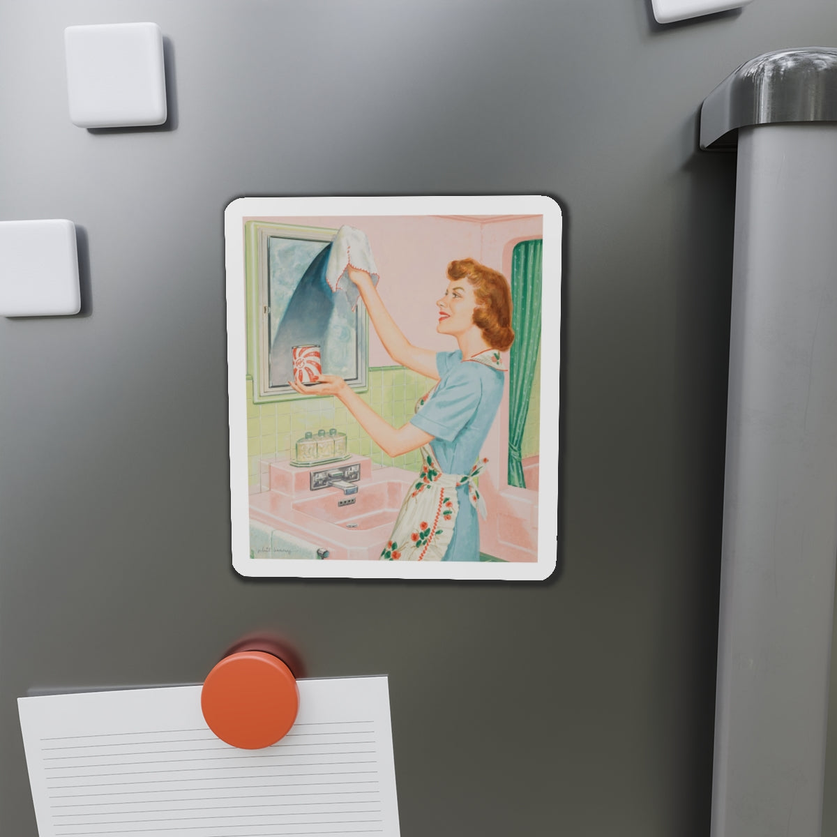 Glass cleaner advertisement (Magazine Illustration) Refrigerator Magnet-The Sticker Space