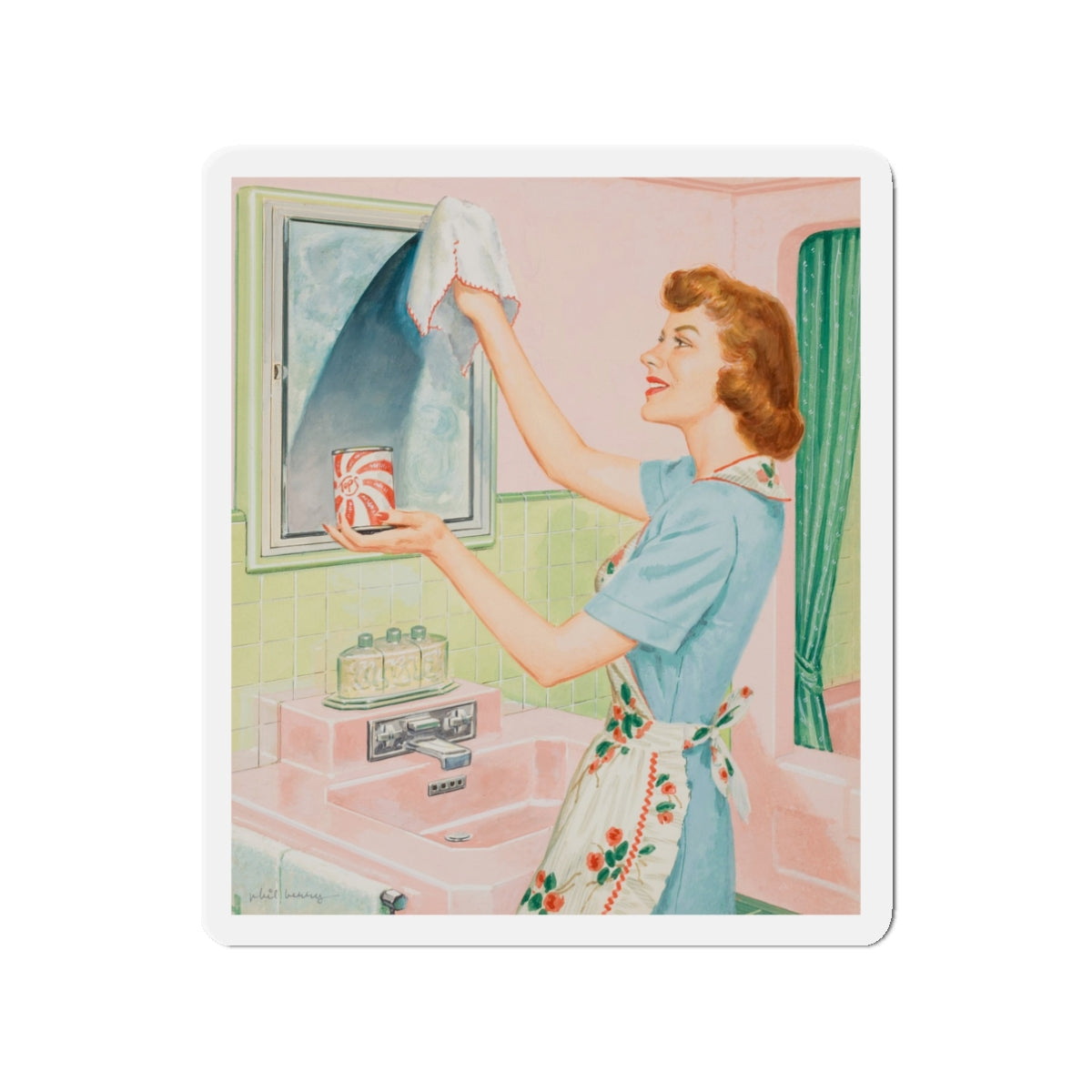 Glass cleaner advertisement (Magazine Illustration) Refrigerator Magnet-3" x 3"-The Sticker Space