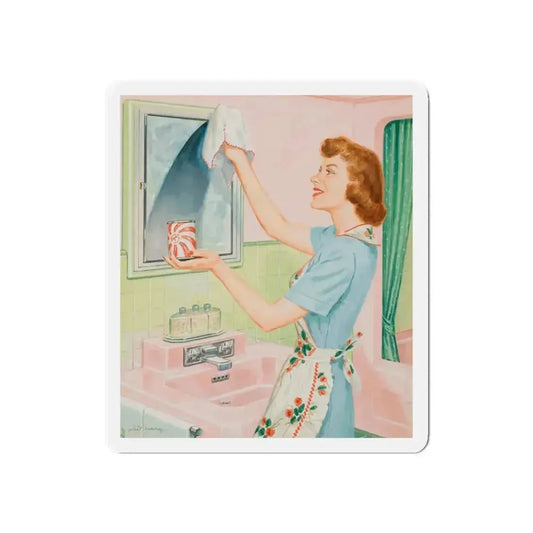 Glass cleaner advertisement (Magazine Illustration) Refrigerator Magnet 6 Inch Die-Cut - The Sticker Space