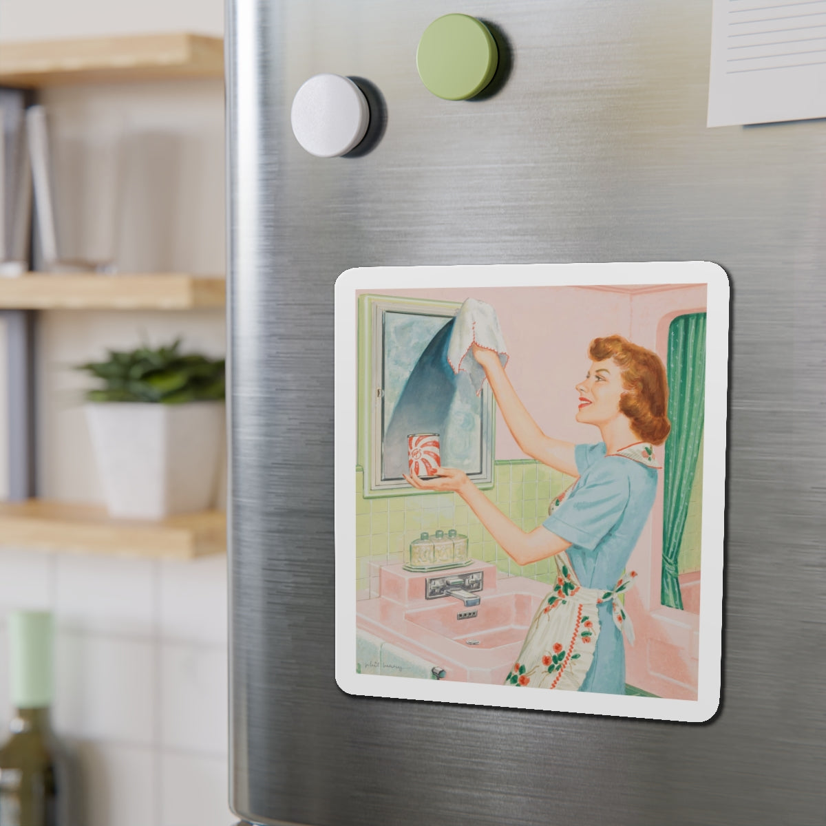 Glass cleaner advertisement (Magazine Illustration) Refrigerator Magnet-The Sticker Space