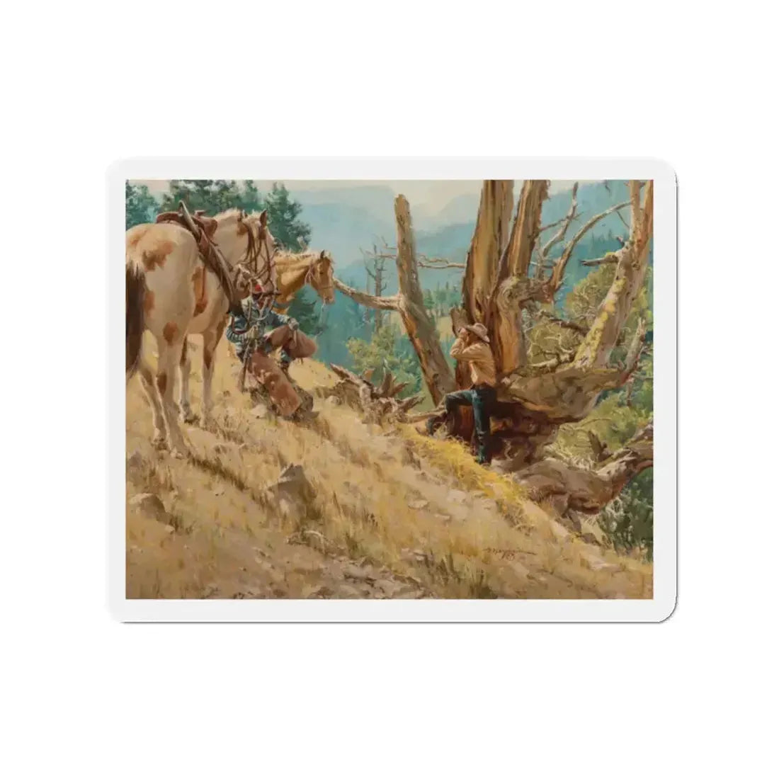 Glassing the Ridges (Magazine Illustration) Refrigerator Magnet 2 Inch Die-Cut - The Sticker Space