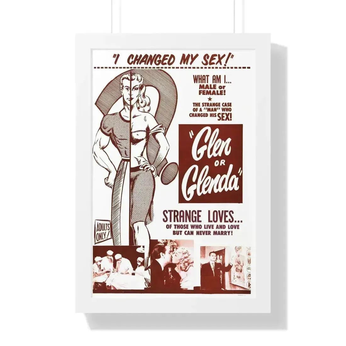 GLEN OR GLENDA 1953 - Framed Movie Poster 16″ x 24″ White - The Sticker Space