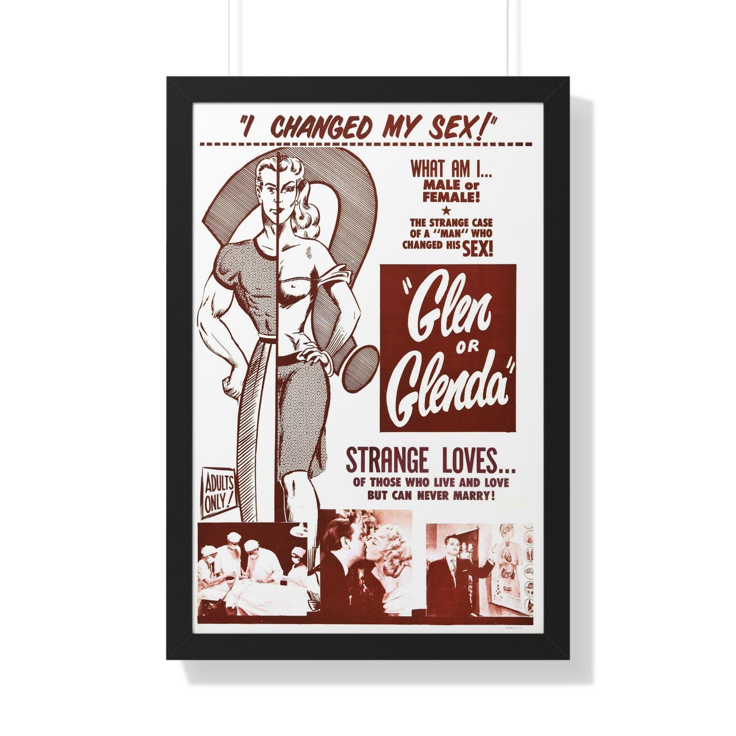 GLEN OR GLENDA 1953 - Framed Movie Poster-20" x 30"-The Sticker Space