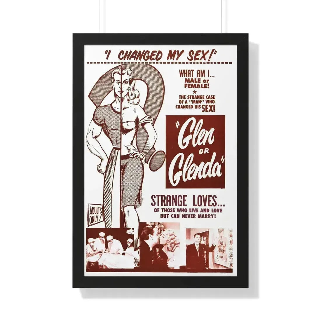 GLEN OR GLENDA 1953 - Framed Movie Poster 20" x 30" Black - The Sticker Space