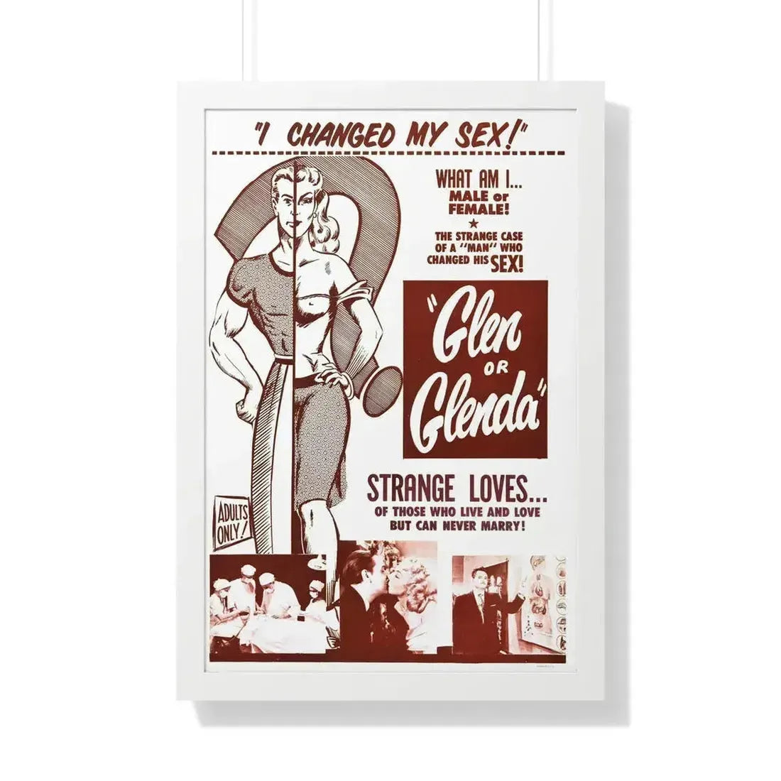 GLEN OR GLENDA 1953 - Framed Movie Poster 20" x 30" White - The Sticker Space