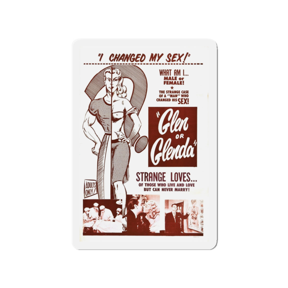 GLEN OR GLENDA 1953 Movie Poster - Die-Cut Magnet-3" x 3"-The Sticker Space