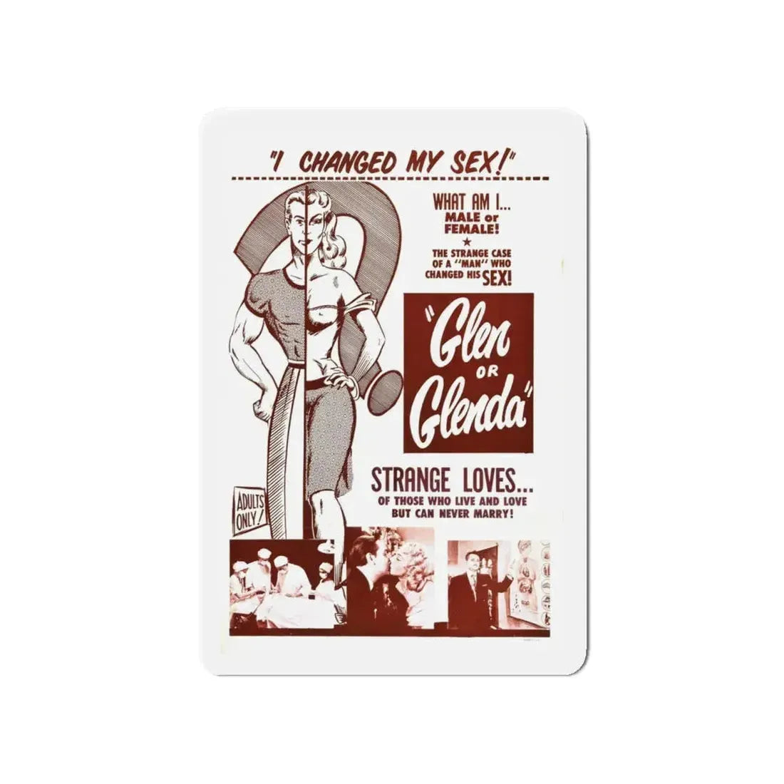 GLEN OR GLENDA 1953 Movie Poster - Refrigerator Magnet 4 Inch - The Sticker Space