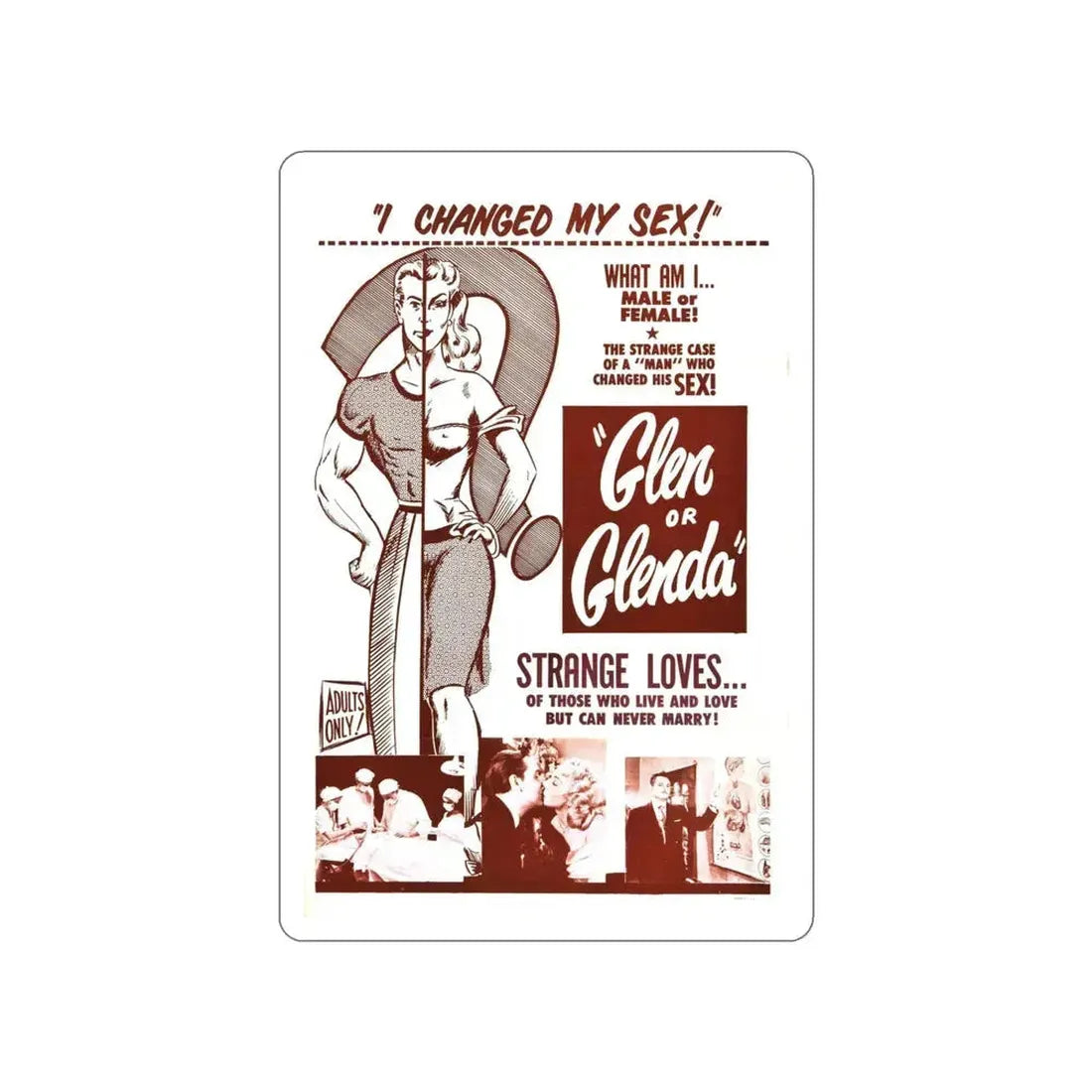 GLEN OR GLENDA 1953 Movie Poster STICKER Vinyl Die-Cut Decal 4 Inch - The Sticker Space
