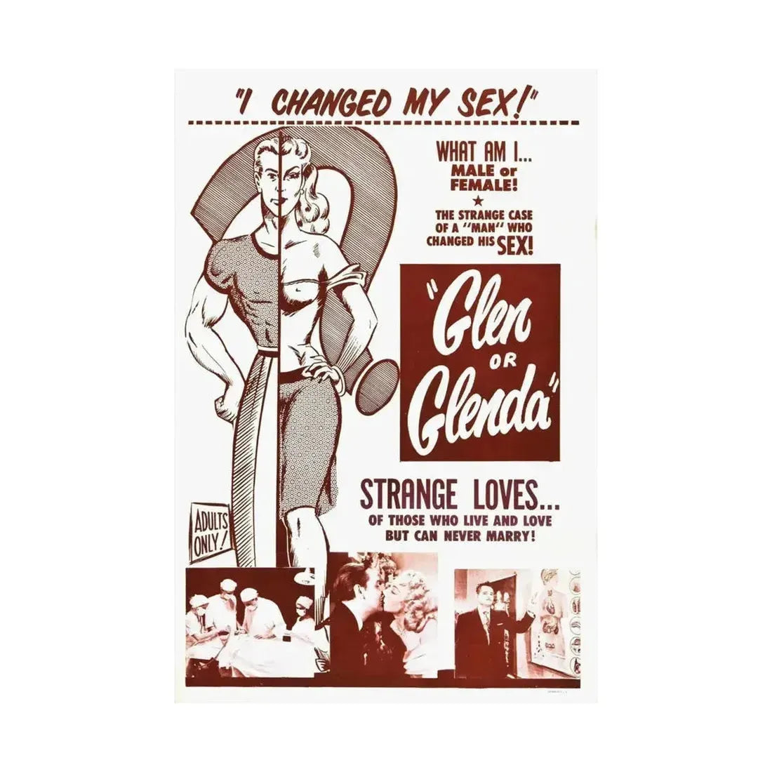 GLEN OR GLENDA 1953 - Paper Movie Poster - The Sticker Space