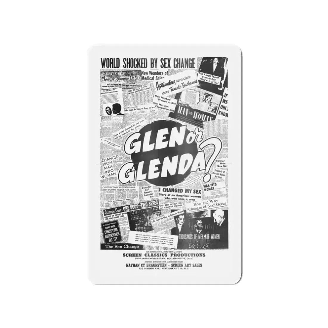 GLEN OR GLENDA (2) 1953 Movie Poster - Refrigerator Magnet - The Sticker Space