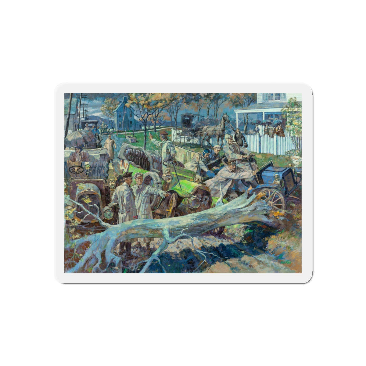 Glidden Tours Test Man & Machine, 1906 (Magazine Illustration) Refrigerator Magnet-5" x 5"-The Sticker Space