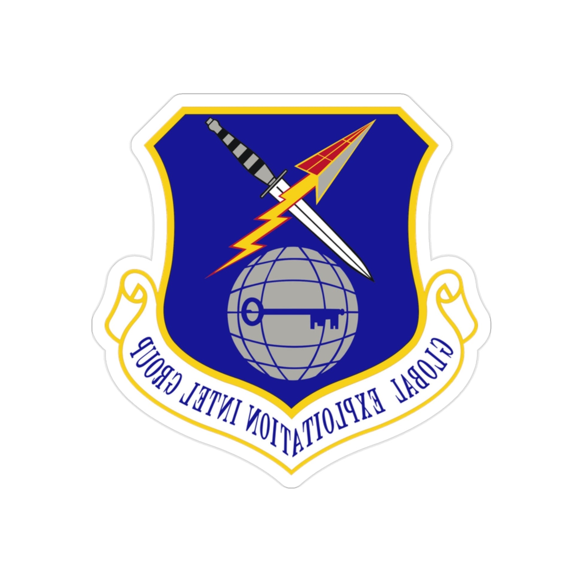 Global Exploitation Intelligence Group (U.S. Air Force) REVERSE PRINT Transparent STICKER-2" × 2"-The Sticker Space