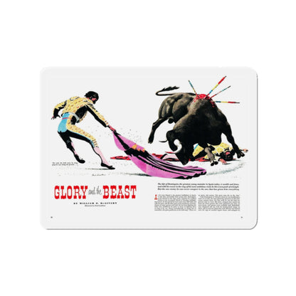 Glory and the Beast, True Magazine, August 1952 (Magazine Illustration) Refrigerator Magnet-2" x 2"-The Sticker Space