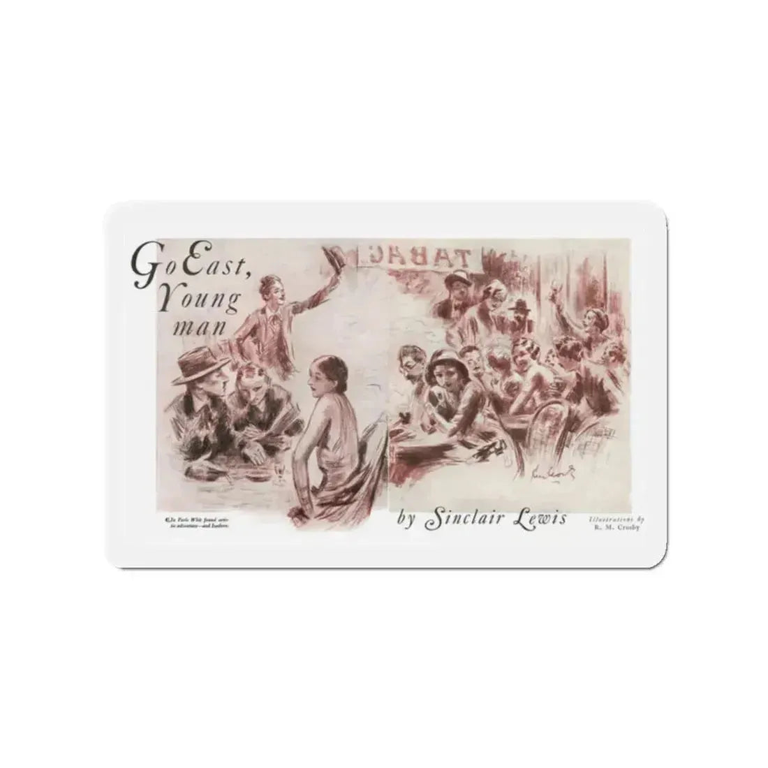 Go East, Young man (1), Nashs Pall Mall magazine, July 1931 (Magazine Illustration) Refrigerator Magnet 2 Inch Die-Cut - The Sticker Space