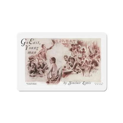 Go East, Young man (1), Nashs Pall Mall magazine, July 1931 (Magazine Illustration) Refrigerator Magnet 2 Inch Die-Cut - The Sticker Space