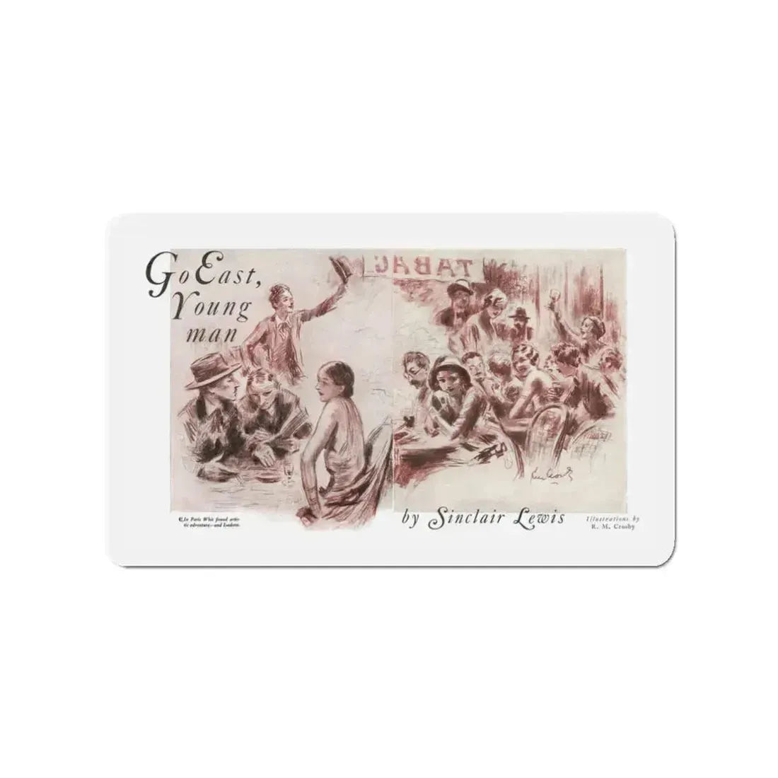 Go East, Young man (1), Nashs Pall Mall magazine, July 1931 (Magazine Illustration) Refrigerator Magnet 3 Inch Die-Cut - The Sticker Space