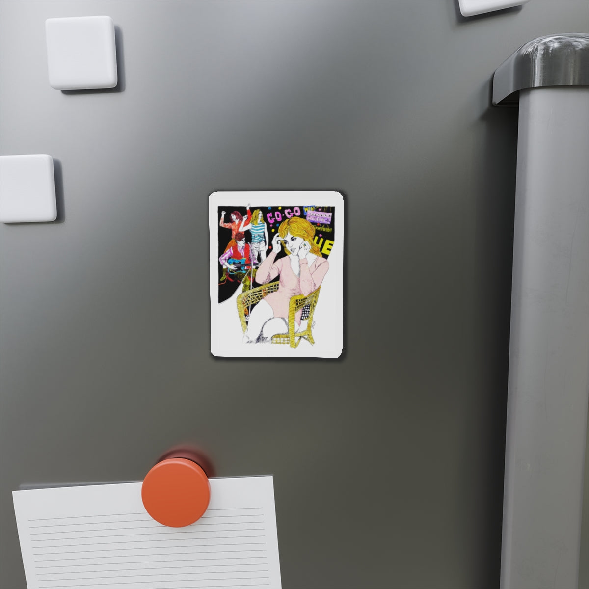 Go-Go Pin Music (Magazine Illustration) Refrigerator Magnet-The Sticker Space