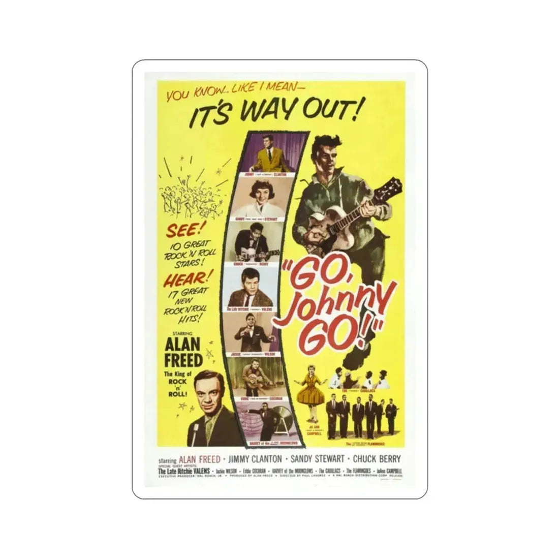 Go Johnny Go 1959 Movie Poster STICKER Vinyl Die-Cut Decal 2 Inch - The Sticker Space