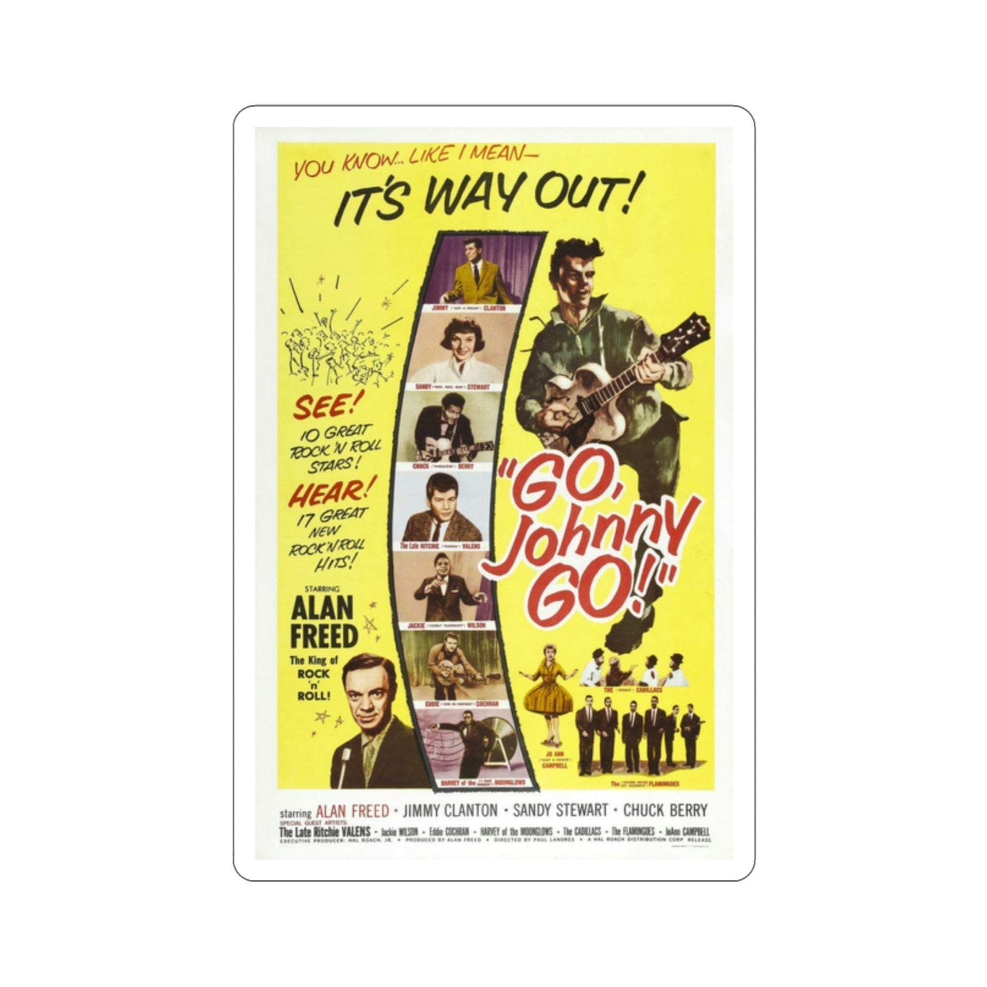 Go Johnny Go 1959 Movie Poster STICKER Vinyl Die-Cut Decal-2 Inch-The Sticker Space