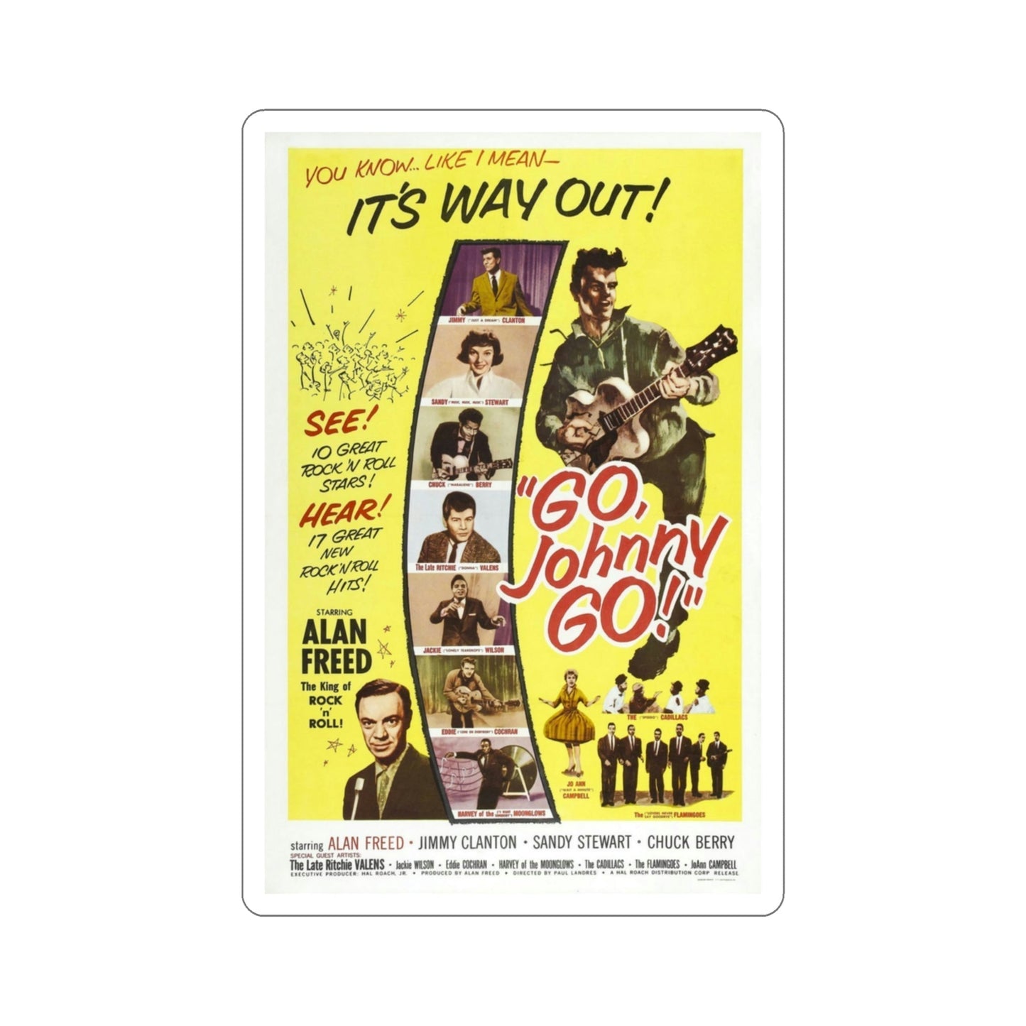 Go Johnny Go 1959 Movie Poster STICKER Vinyl Die-Cut Decal-3 Inch-The Sticker Space