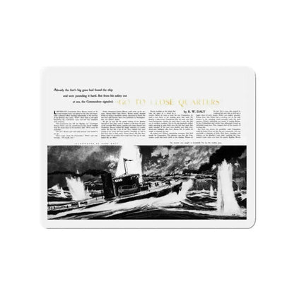 Go To Closer Quarters (1), Adventure, April 1953 (Magazine Illustration) Refrigerator Magnet 2 Inch Die-Cut - The Sticker Space