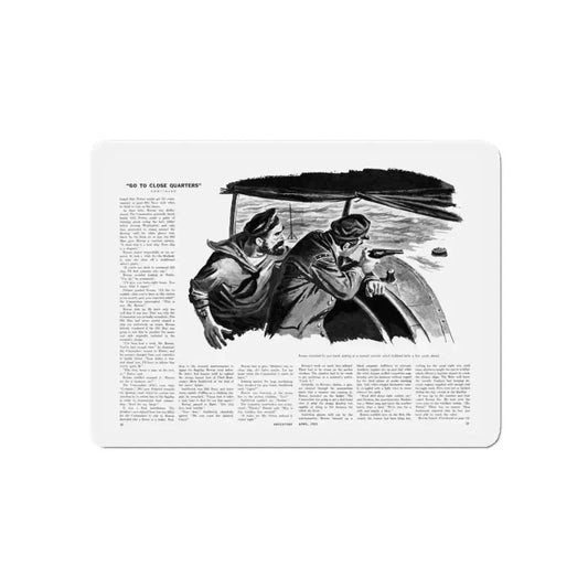 Go To Closer Quarters (2), Adventure, April 1953 (Magazine Illustration) Refrigerator Magnet 6 Inch Die-Cut - The Sticker Space