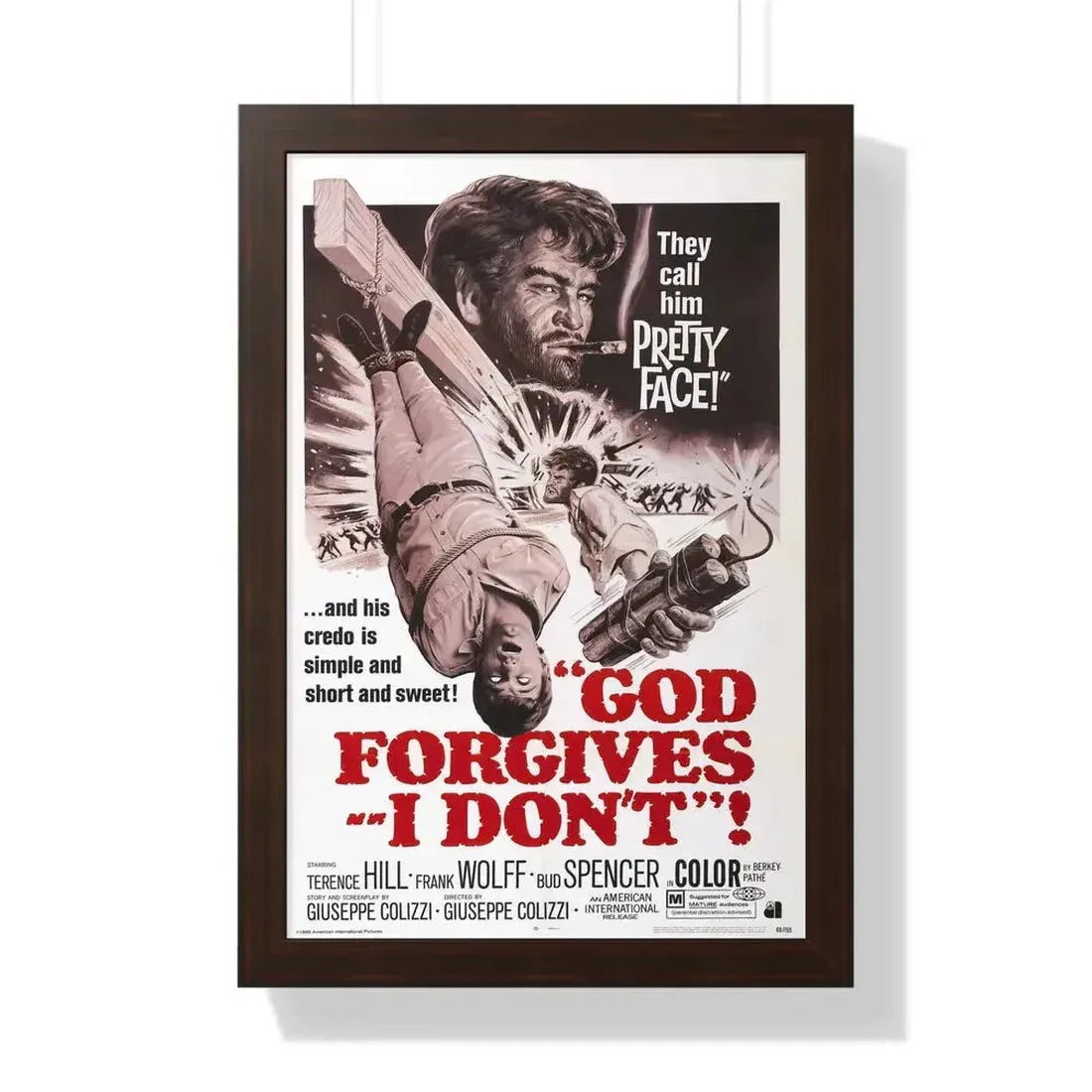 GOD FORGIVES, I DON'T! 1967 - Framed Movie Poster 16″ x 24″ Walnut - The Sticker Space