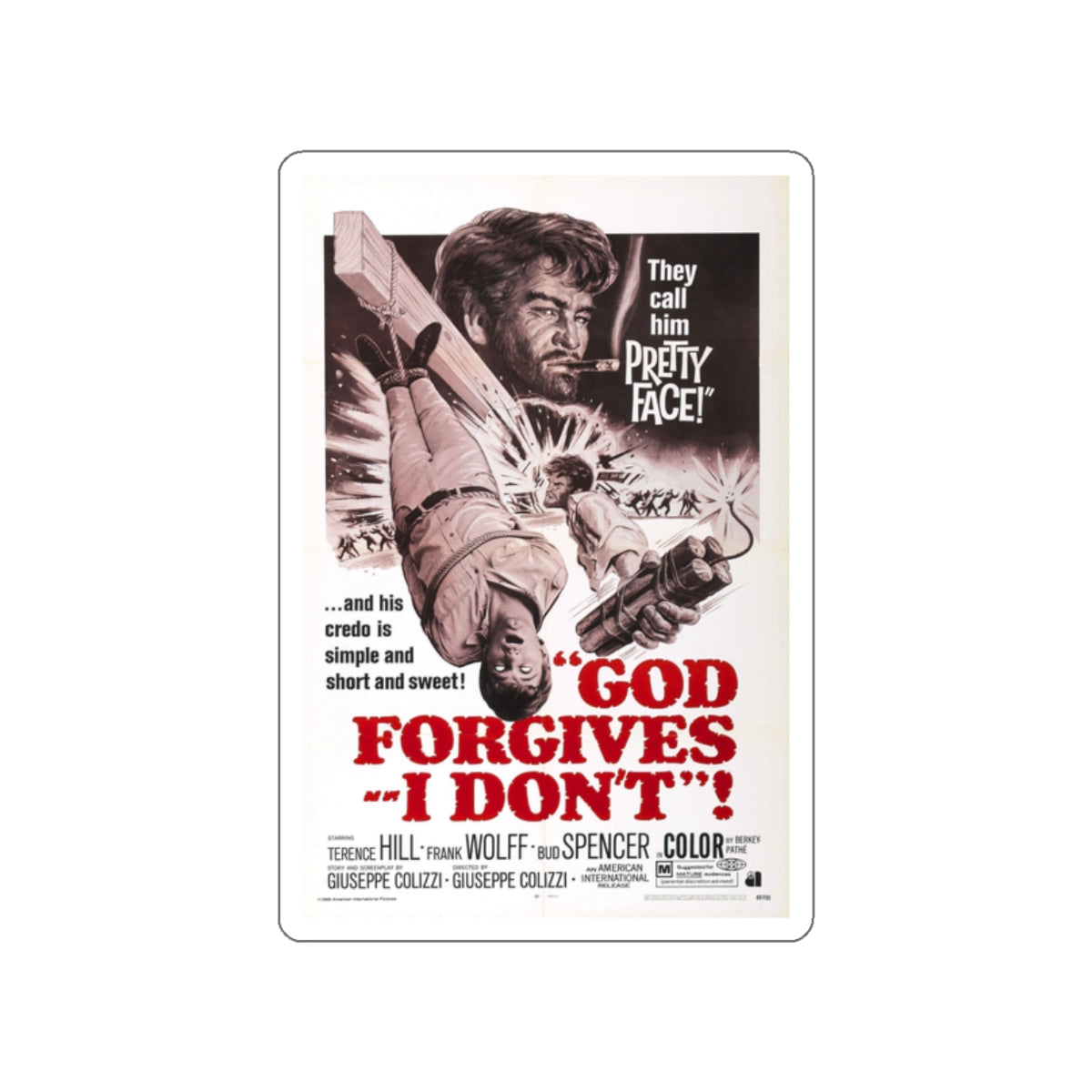 GOD FORGIVES, I DON'T! 1967 Movie Poster STICKER Vinyl Die-Cut Decal-2 Inch-The Sticker Space