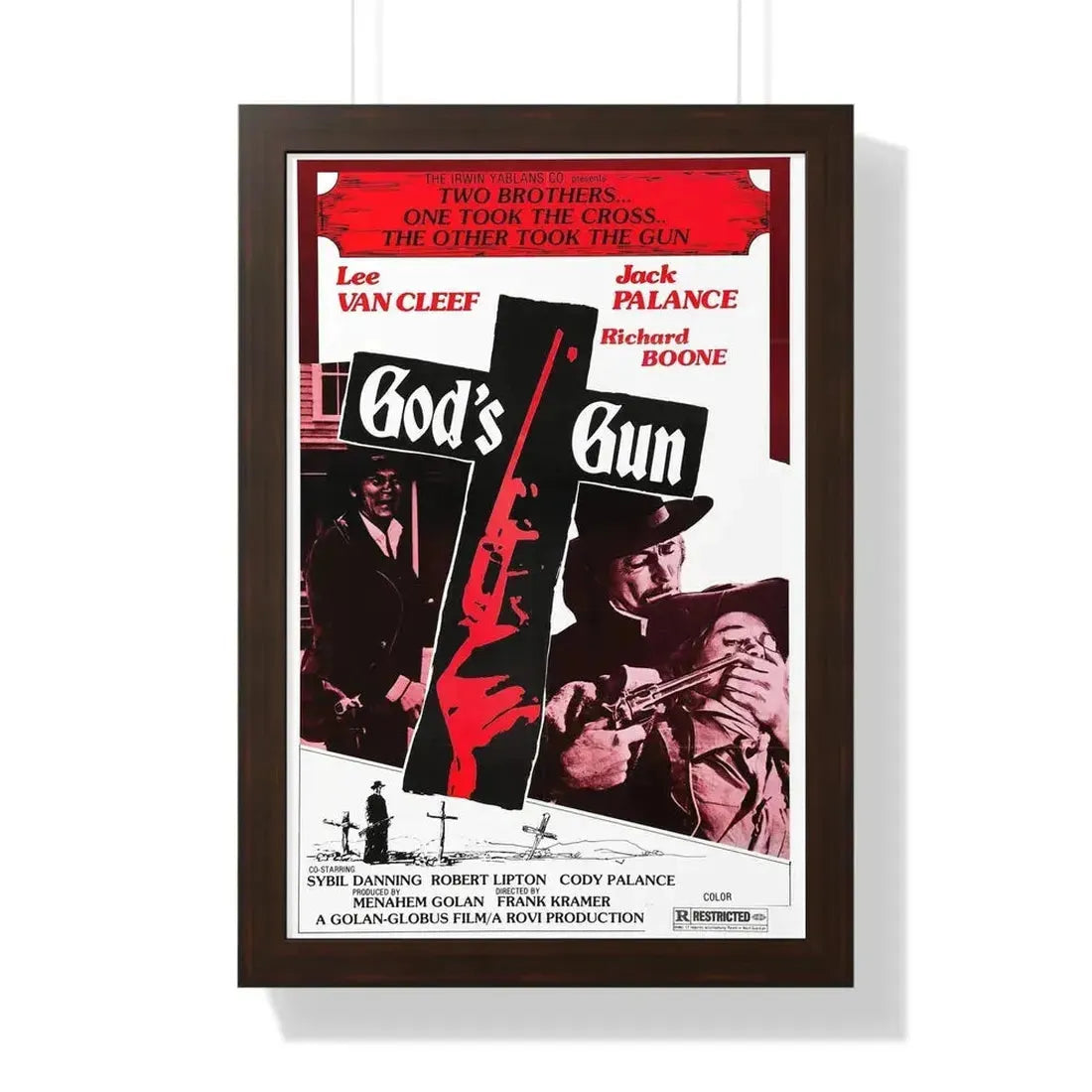 GOD'S GUN 1975 - Framed Movie Poster 16″ x 24″ Walnut - The Sticker Space