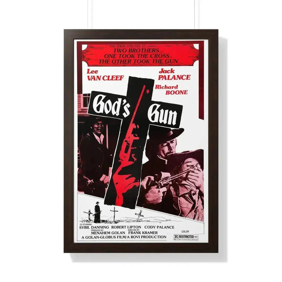 GOD'S GUN 1975 - Framed Movie Poster 20" x 30" Walnut - The Sticker Space