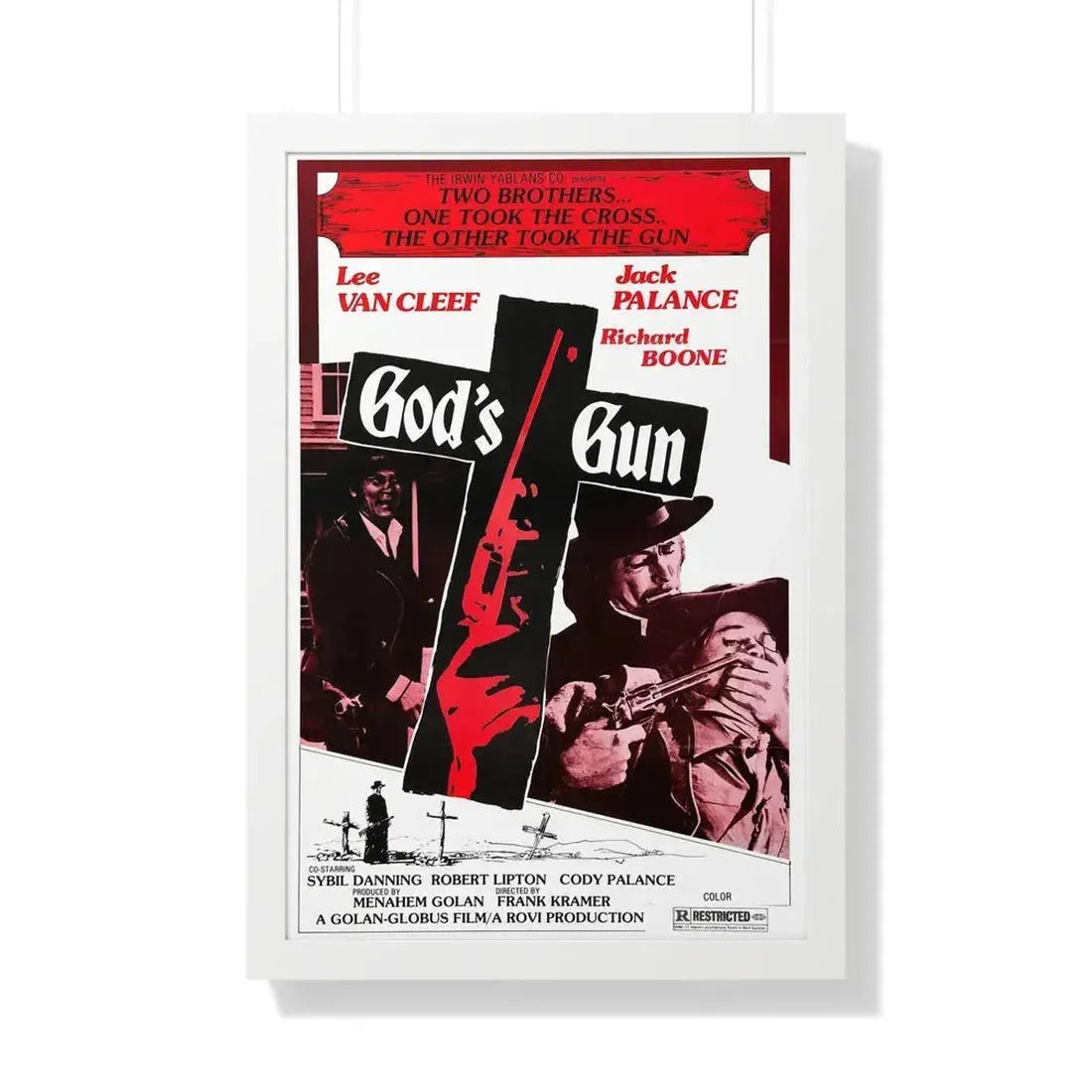 GOD'S GUN 1975 - Framed Movie Poster 20" x 30" White - The Sticker Space