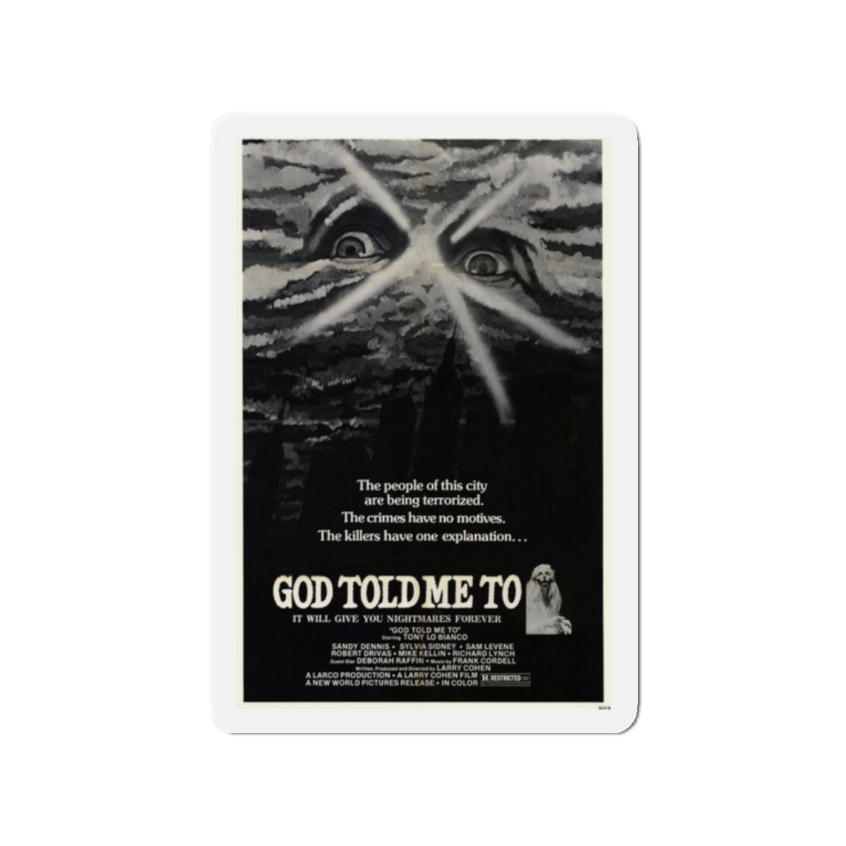 GOD TOLD ME TO 1976 Movie Poster - Die-Cut Magnet-2" x 2"-The Sticker Space