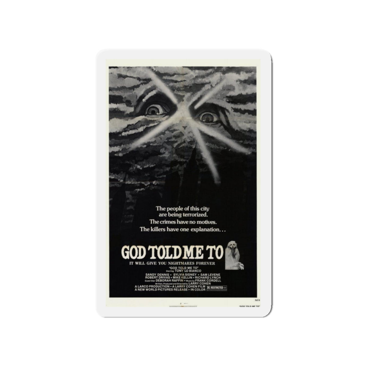 GOD TOLD ME TO 1976 Movie Poster - Die-Cut Magnet-3" x 3"-The Sticker Space