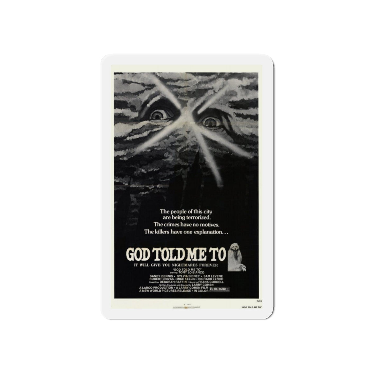 GOD TOLD ME TO 1976 Movie Poster - Die-Cut Magnet-5" x 5"-The Sticker Space