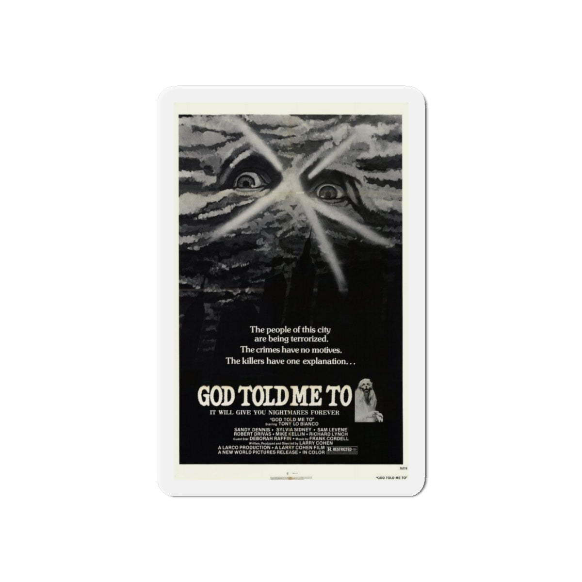 GOD TOLD ME TO 1976 Movie Poster - Die-Cut Magnet-6 × 6"-The Sticker Space