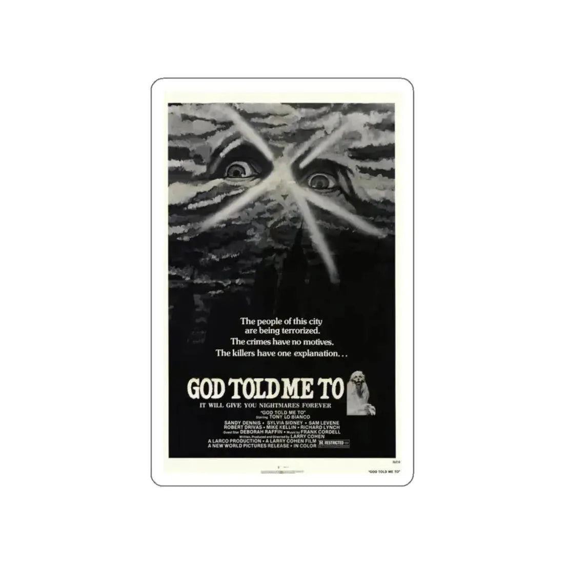 GOD TOLD ME TO 1976 Movie Poster STICKER Vinyl Die-Cut Decal 3 Inch - The Sticker Space