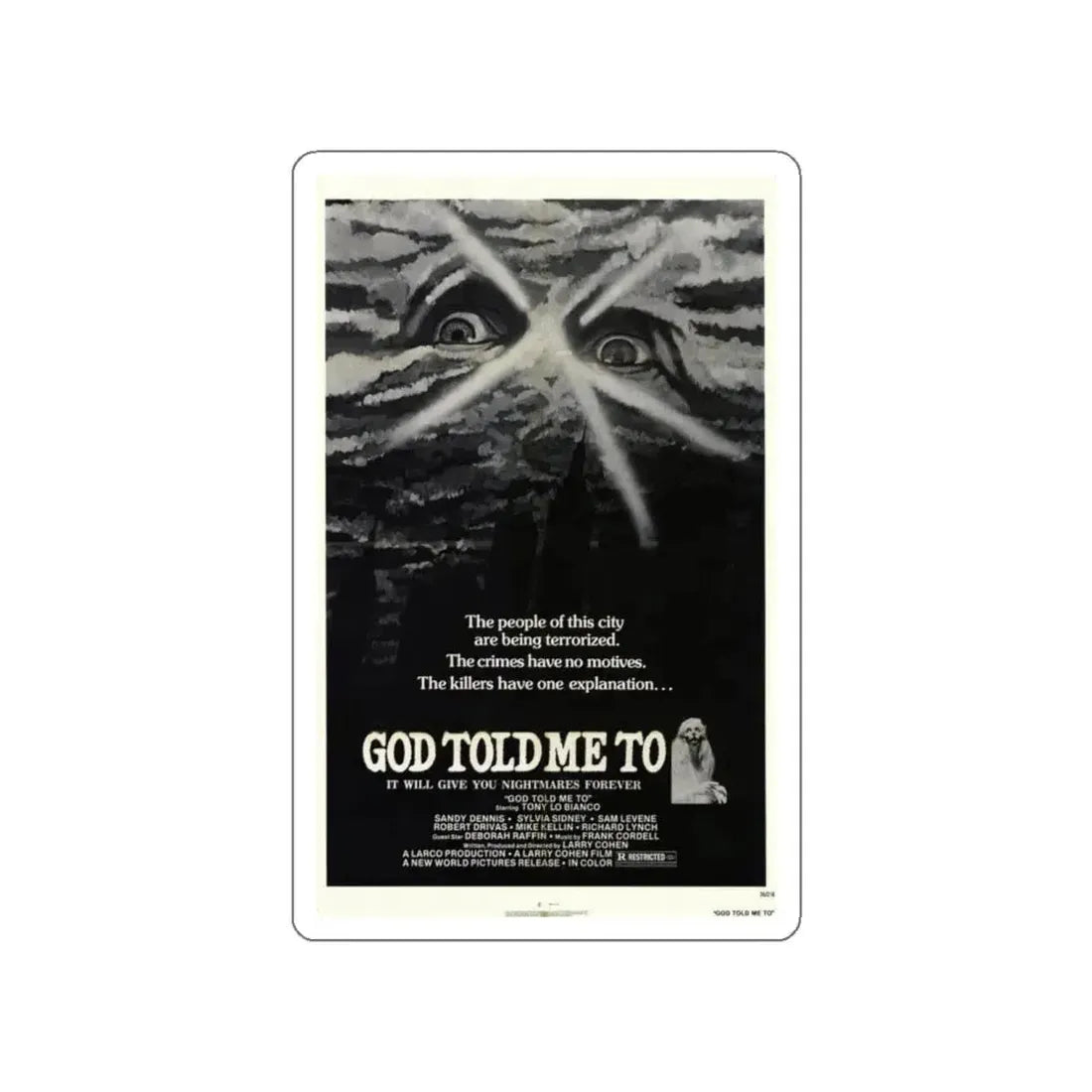 GOD TOLD ME TO 1976 Movie Poster STICKER Vinyl Die-Cut Decal 5 Inch - The Sticker Space