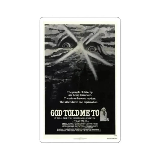 GOD TOLD ME TO 1976 Movie Poster - STICKER Vinyl Kiss-Cut Decal 2 Inch White - The Sticker Space