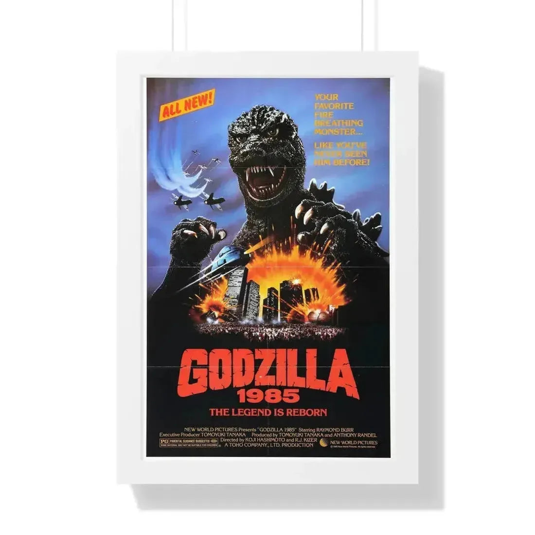 GODZILLA 1985 - Framed Movie Poster 16″ x 24″ White - The Sticker Space