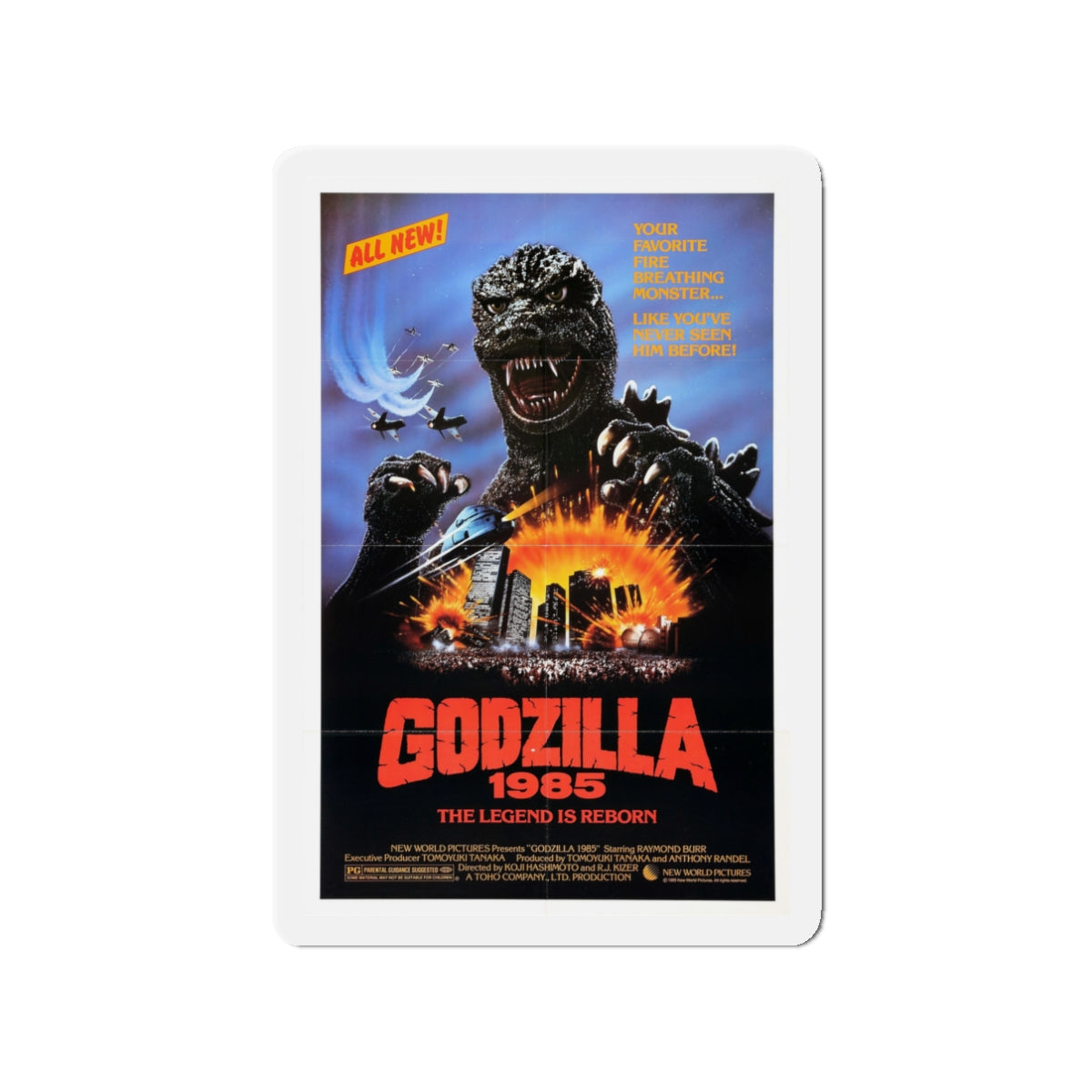 GODZILLA 1985 Movie Poster - Die-Cut Magnet-3" x 3"-The Sticker Space